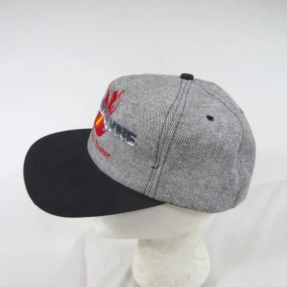 K-Products Thermolyne Flames Fire Gray Black Denim Hat Snapback